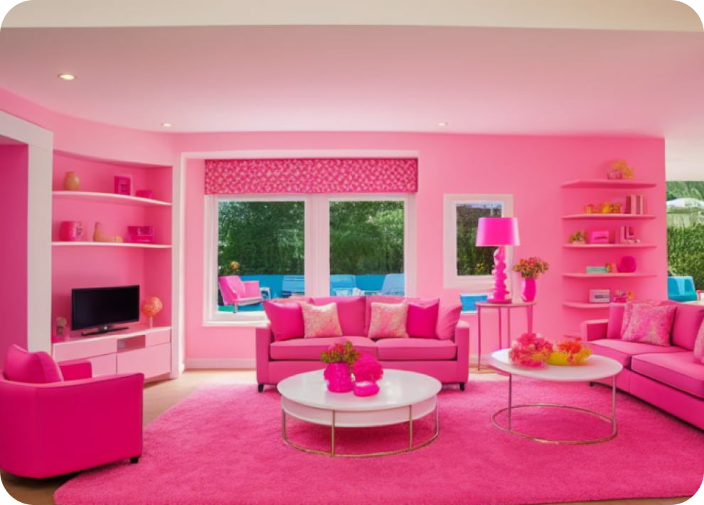 Design de interiores com IA no estilo <span>Barbie</span>